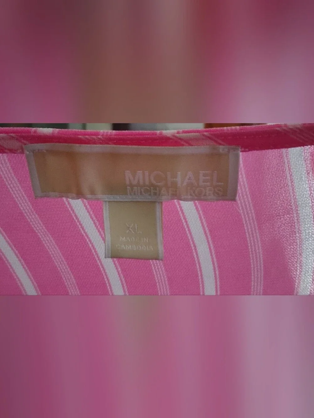 Michael Kors Pink Striped Women's Wrap-Front Blouse Size XL
